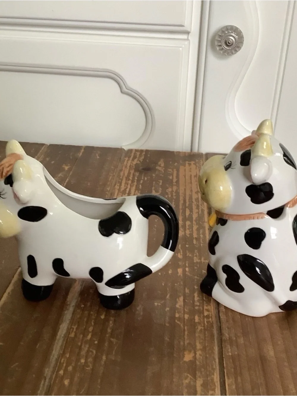 Ceramic Cow creamer and sugar set